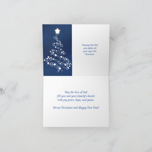 Weihnachtskarte Blau & Weiß mit Gebet Dankeskarte (Innenseite)