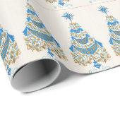 Weihnachtskarte Blue Gold White Geschenkpapier (Rolleneckpunkt)