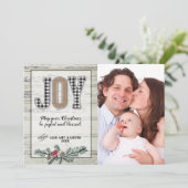 Weihnachtskarte Buffalo Kariert Joy Bauernhof Einladung (Stehend Vorderseite)