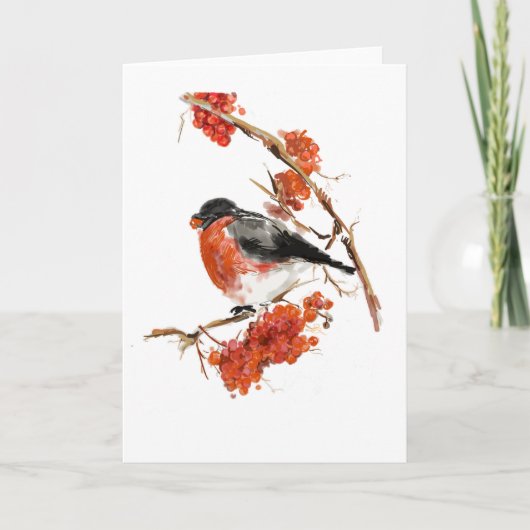 Weihnachtskarte - Bullfinch Feiertagskarte (Vorderseite)