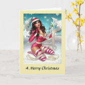 Weihnachtskarte - Button-up Girl Karte (Gelbe Blume)