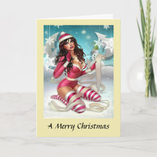 Weihnachtskarte - Button-up Girl Karte