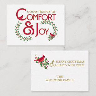 Weihnachtskarte "Cardinal Comfort and Joy" mit fla Mitteilungskarte