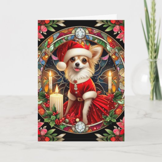 Weihnachtskarte Chihuahua Santa Dress Karte (Vorderseite)