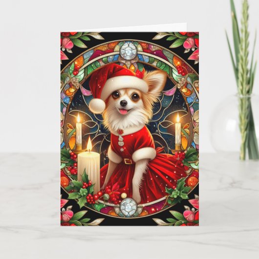 Weihnachtskarte Chihuahua Santa Karte (Vorderseite)