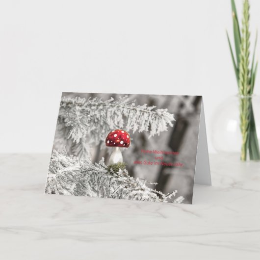 Weihnachtskarte Christbaum Fliegenpilz Feiertagskarte (Vorderseite)