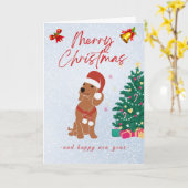 Weihnachtskarte Dachshund Karte (Gelbe Blume)