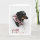Weihnachtskarte - Dackel durch den Schnee Karte (Vorderseite)