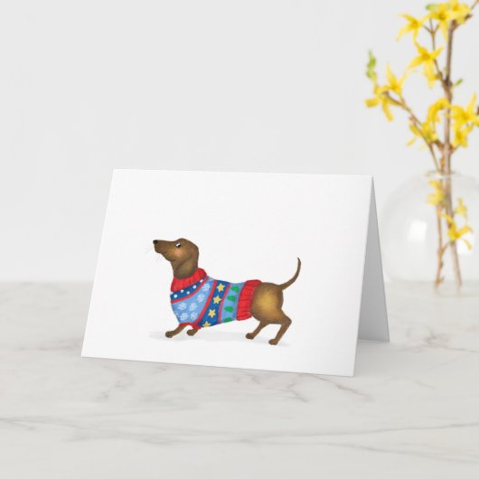 Weihnachtskarte Dackel Karte (Gelbe Blume)