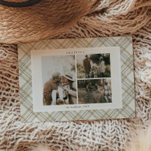 Weihnachtskarte 'Dankbar' mit Softbeige-Gingham-Mu