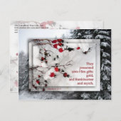 Weihnachtskarte "das Geschenk des Gottes " Feiertagspostkarte (Vorne/Hinten)