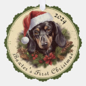 Weihnachtskarte der Dackel Ornament Karte (Vorderseite)