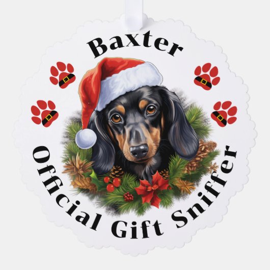 Weihnachtskarte der Dackel Ornament Karte (Vorderseite)