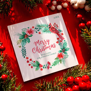 Weihnachtskarte der Familie mit Botanicals Feiertagskarte