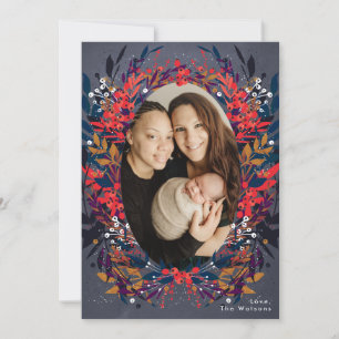 Weihnachtskarte der floralen Weihnachtsberries Feiertagskarte