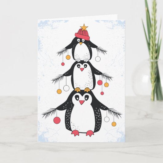 Weihnachtskarte der Funny Pinguine Feiertagskarte (Vorderseite)