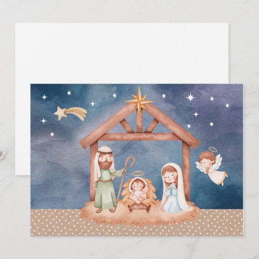 Weihnachtskarte der Geburtsszene Einladung (Vorne/Hinten)