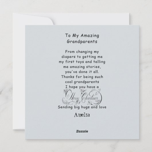 Weihnachtskarte der Großeltern Feiertagskarte (Rückseite)