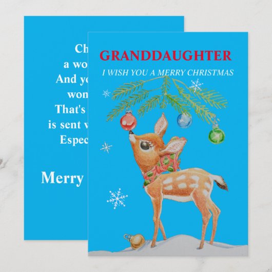 Weihnachtskarte der Großstochter Feiertagskarte (Vorne/Hinten)