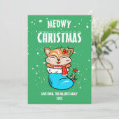 Weihnachtskarte der Katze, Meowy Weihnachten (Stehend Vorderseite)