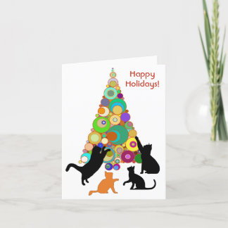 Weihnachtskarte der Katze Rocking rund um die Weih Feiertagskarte