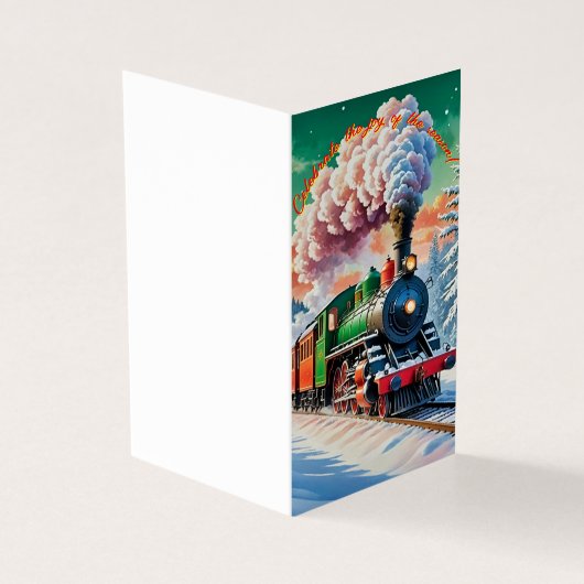 Weihnachtskarte der klassischen Dampflokomotive (Vorderseite)