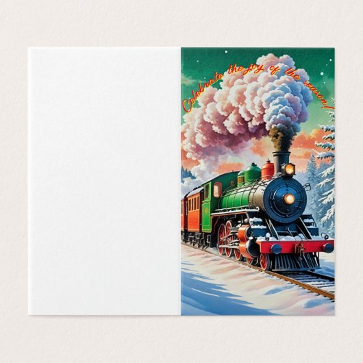 Weihnachtskarte der klassischen Dampflokomotive (Außenseite Aufgefaltet)