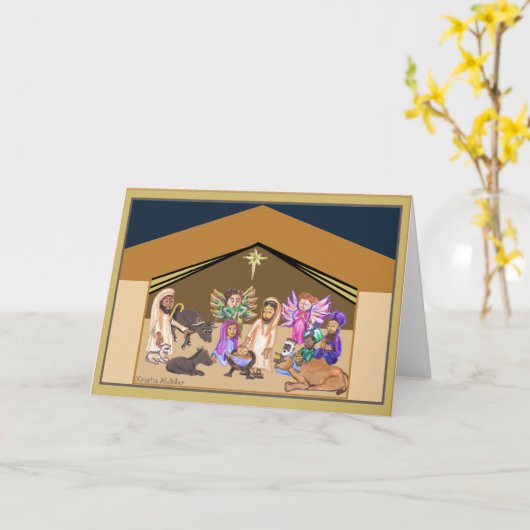 Weihnachtskarte der Krippe druckbar Karte (Gelbe Blume)