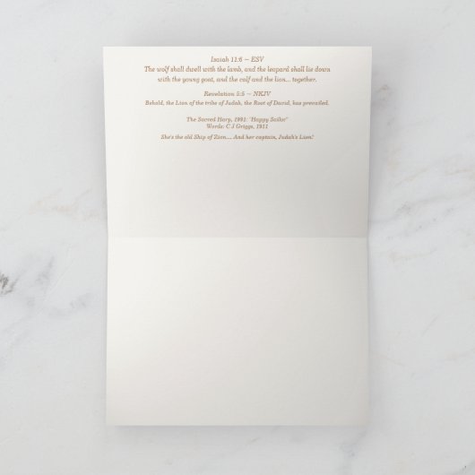 Weihnachtskarte "der Löwe in der Hand" Dankeskarte (Innenseite)