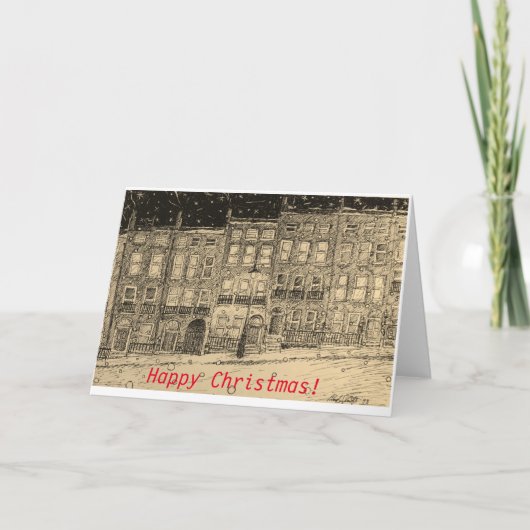 Weihnachtskarte der schneebedeckten Straßenszene Feiertagskarte (Vorderseite)