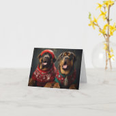 Weihnachtskarte der tibetischen Mastiffs Karte (Gelbe Blume)