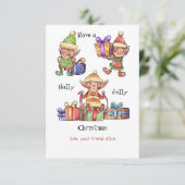 Weihnachtskarte der Watercolor Elves Einladung (Stehend Vorderseite)