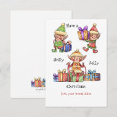 Weihnachtskarte der Watercolor Elves Einladung (Vorne/Hinten)