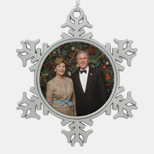 Weihnachtskarte des amerikanischen Präsidenten Geo Schneeflocken Zinn-Ornament