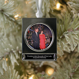 Weihnachtskarte des amerikanischen Präsidenten Joh Banner-Ornament Silber