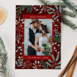 Weihnachtskarte des Botanischen Roten Fotos Feiertagskarte