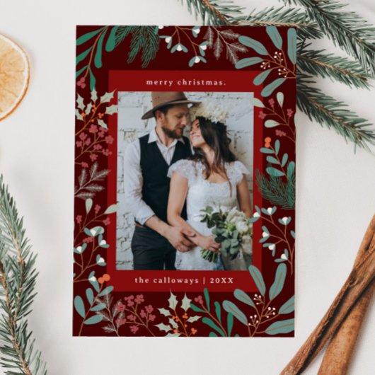 Weihnachtskarte des Botanischen Roten Fotos Feiertagskarte