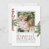 Weihnachtskarte des Fern und Holly Berries Fotos Einladung (Vorderseite)