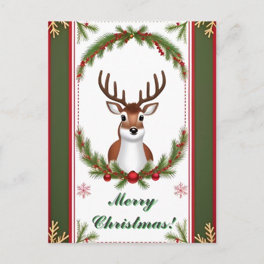 Weihnachtskarte des Festen Reindeers Postkarte (Vorderseite)