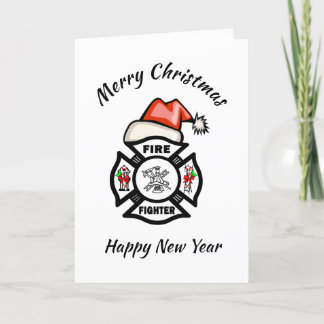 Weihnachtskarte des Feuerwehrmanns Feiertagskarte