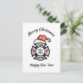 Weihnachtskarte des Feuerwehrmanns Feiertagspostkarte (Stehend Vorderseite)