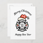 Weihnachtskarte des Feuerwehrmanns Feiertagspostkarte (Vorne/Hinten)