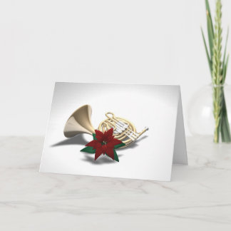 Weihnachtskarte des französischen Horns Poinsettia Feiertagskarte