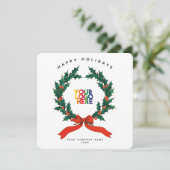 Weihnachtskarte des Holiday Berry Wreath Business (Stehend Vorderseite)