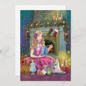 Weihnachtskarte des Jahrgangs. Weihnachtsfeuerplat Feiertagskarte (Vorne/Hinten)