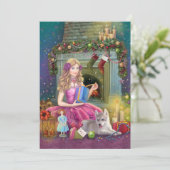 Weihnachtskarte des Jahrgangs. Weihnachtsfeuerplat Feiertagskarte (Stehend Vorderseite)