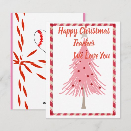 Weihnachtskarte des Lehrers mit Liebe Feiertagskarte (Vorne/Hinten)