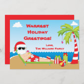 Weihnachtskarte des Santa Claus Beach Feiertagskarte (Vorne/Hinten)