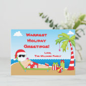 Weihnachtskarte des Santa Claus Beach Feiertagskarte (Stehend Vorderseite)