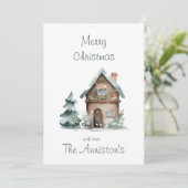 Weihnachtskarte des Watercolor House Einladung (Stehend Vorderseite)